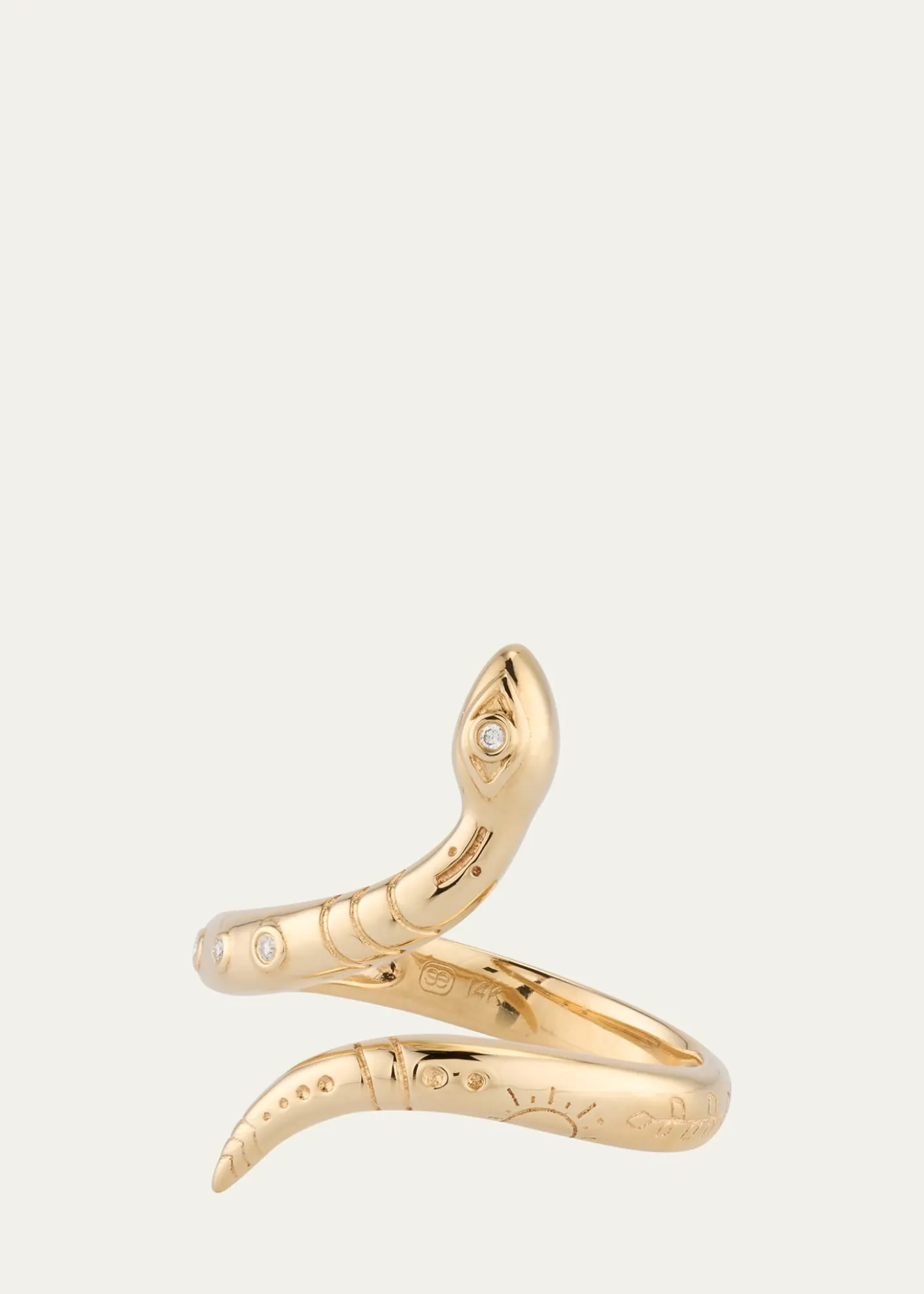 Sydney Evan14K Yellow Gold Wrap Snake Ring with Diamonds, Size 6.5