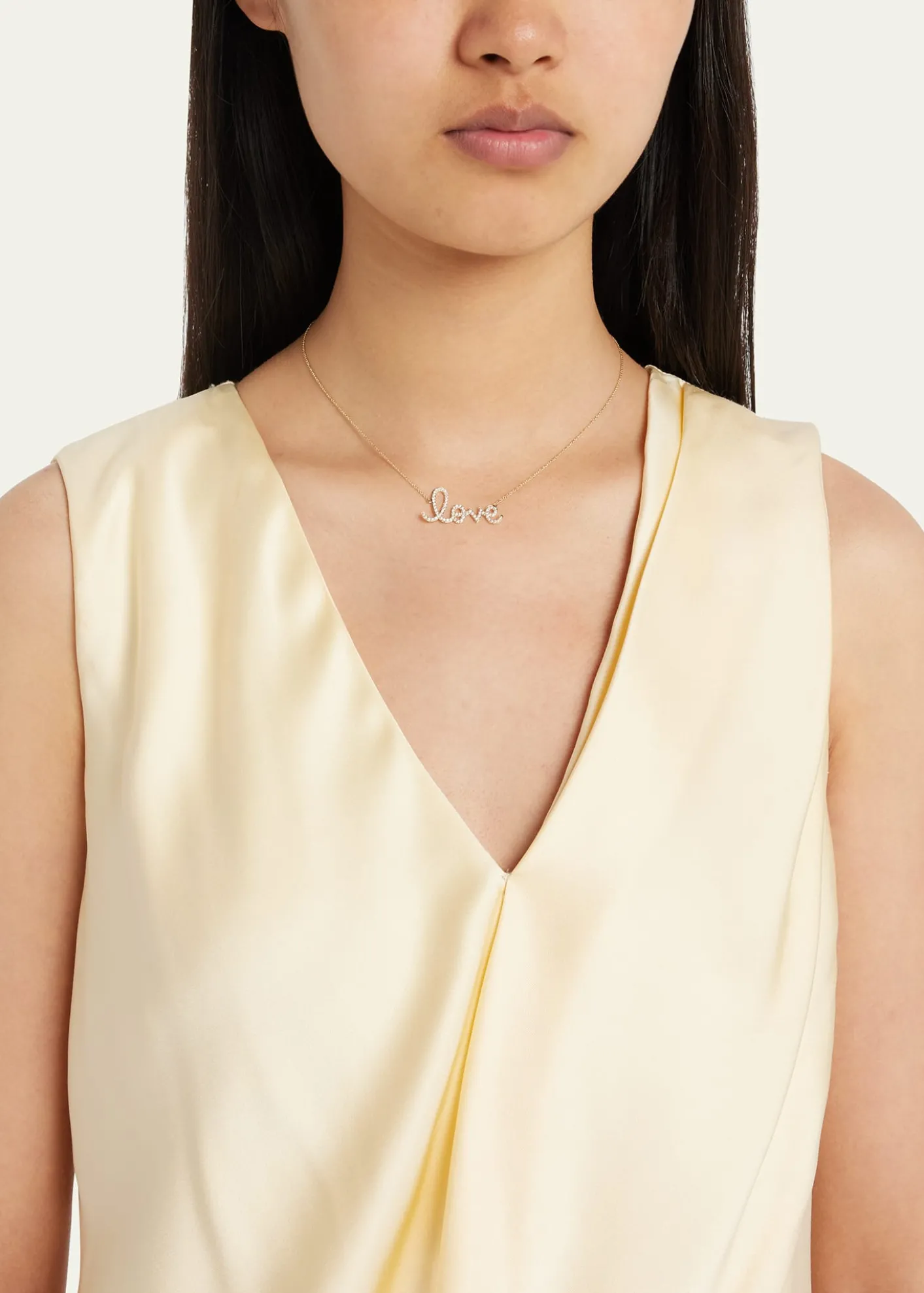 Sydney EvanLarge 14k Yellow Gold & Diamond Love Necklace