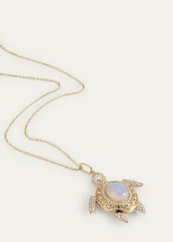 Sydney EvanMarquise Eye Diamond Pave Turtle Charm Chain Necklace