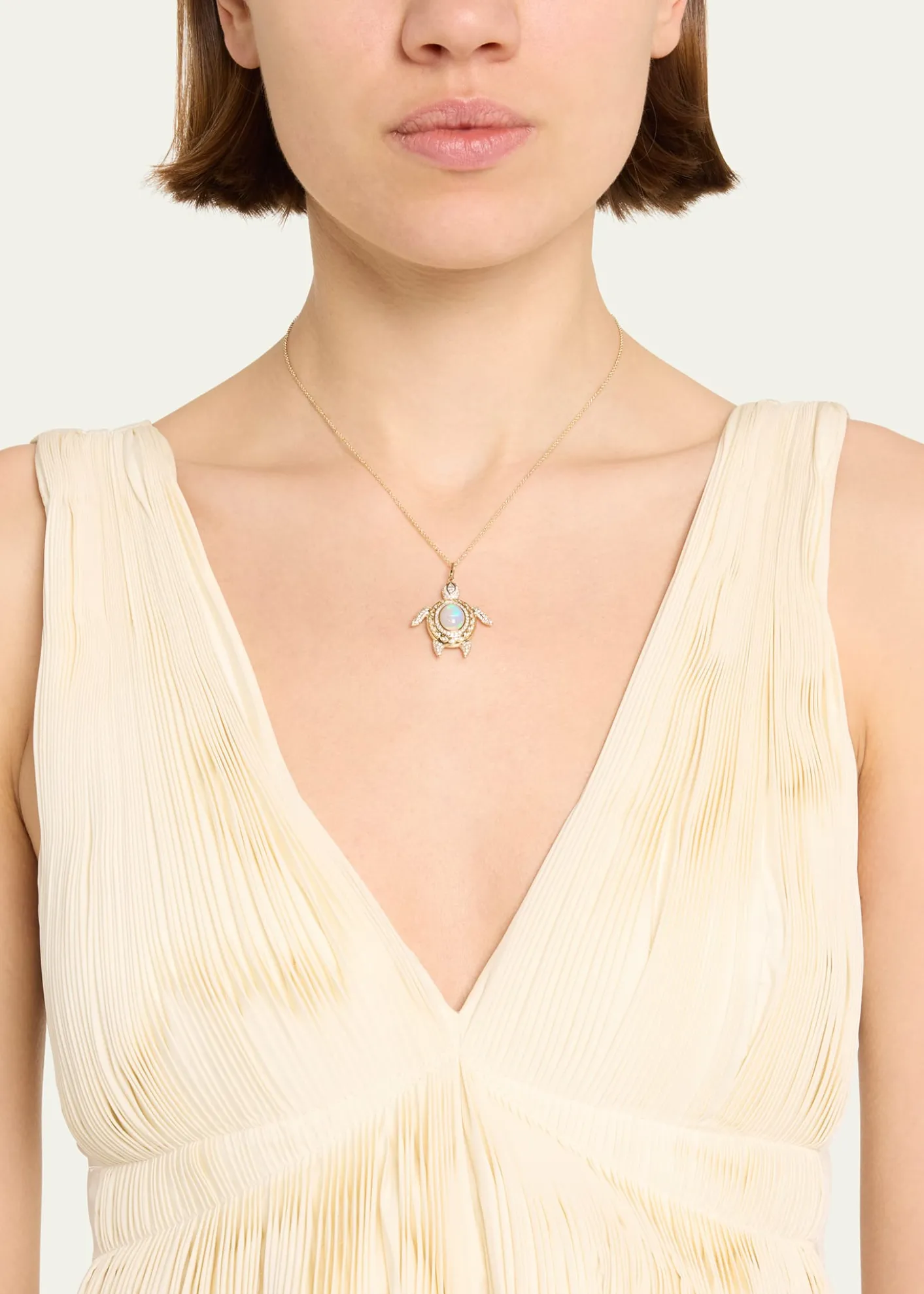 Sydney EvanMarquise Eye Diamond Pave Turtle Charm Chain Necklace