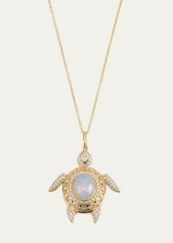 Sydney EvanMarquise Eye Diamond Pave Turtle Charm Chain Necklace