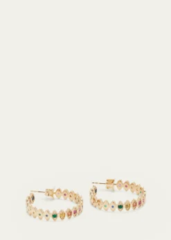 Sydney EvanMarquis Evil Eye Hoop Earrings in Rainbow, Medium