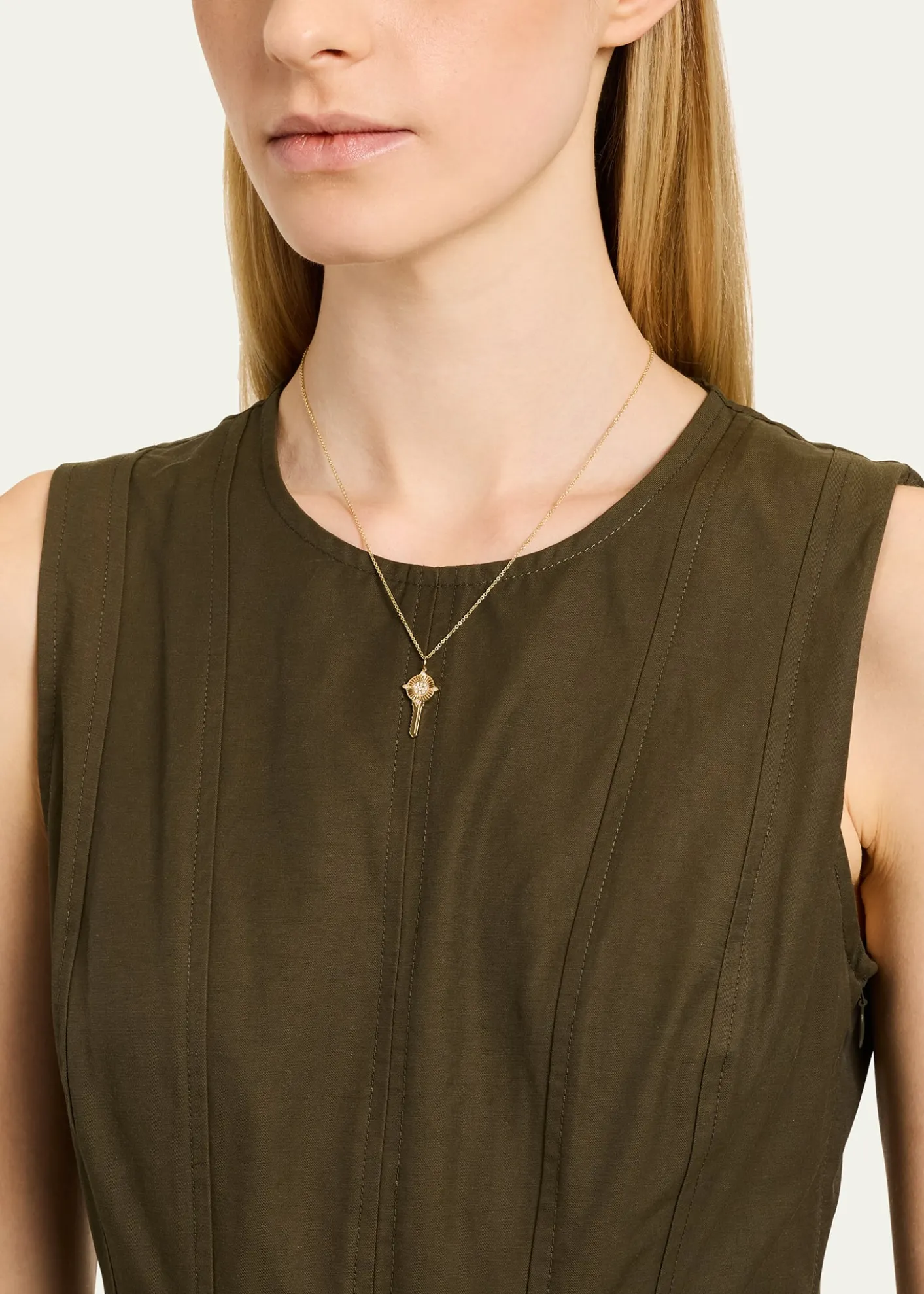 Sydney EvanProtection Key Charm on Cable Chain Necklace
