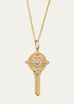 Sydney EvanProtection Key Charm on Cable Chain Necklace