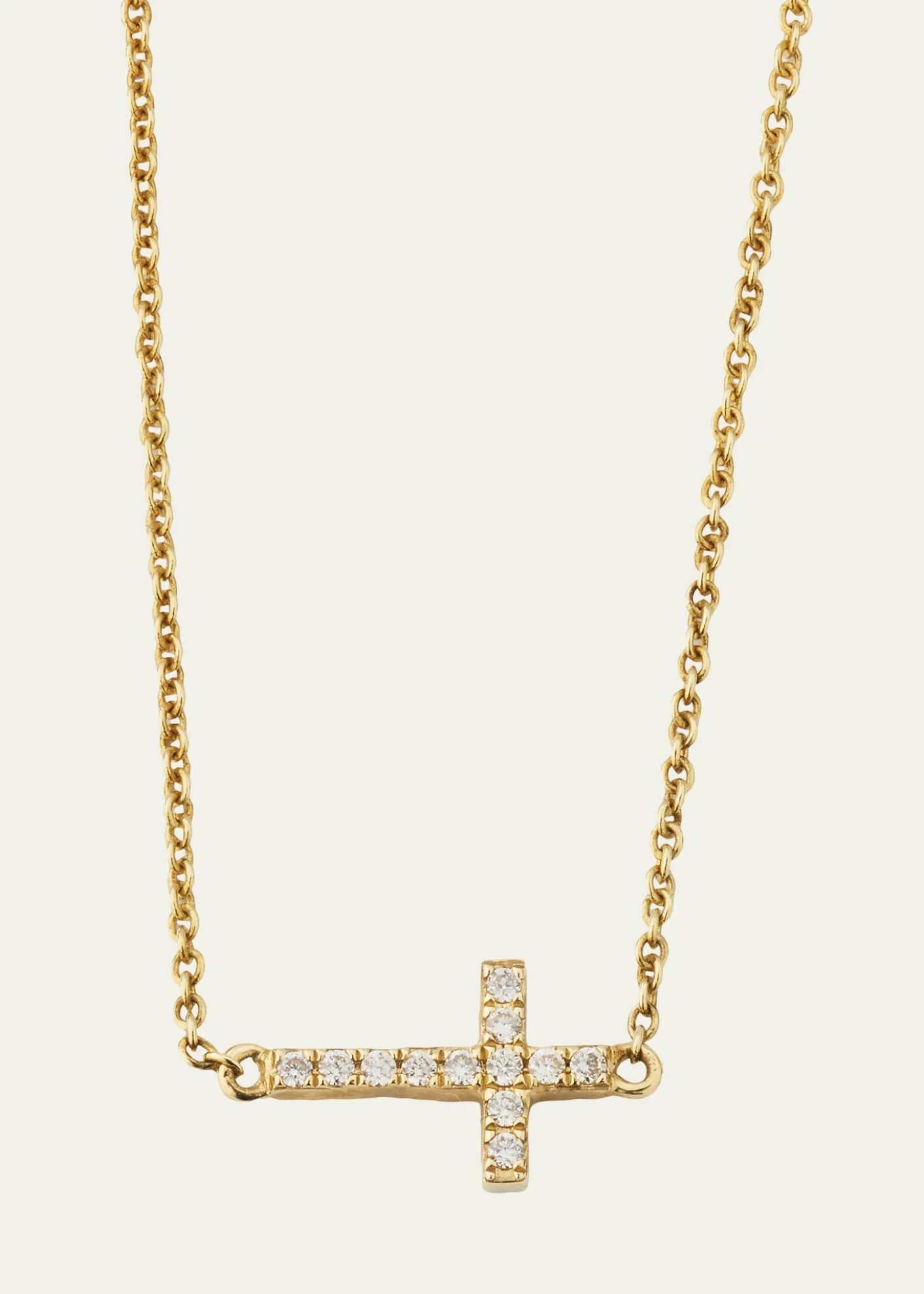 Sydney EvanSmall Gold Pave Diamond Cross Necklace