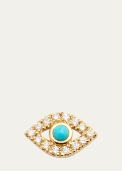 Sydney EvanSmall Turquoise Cabochon & Diamond Evil Eye Single Earring
