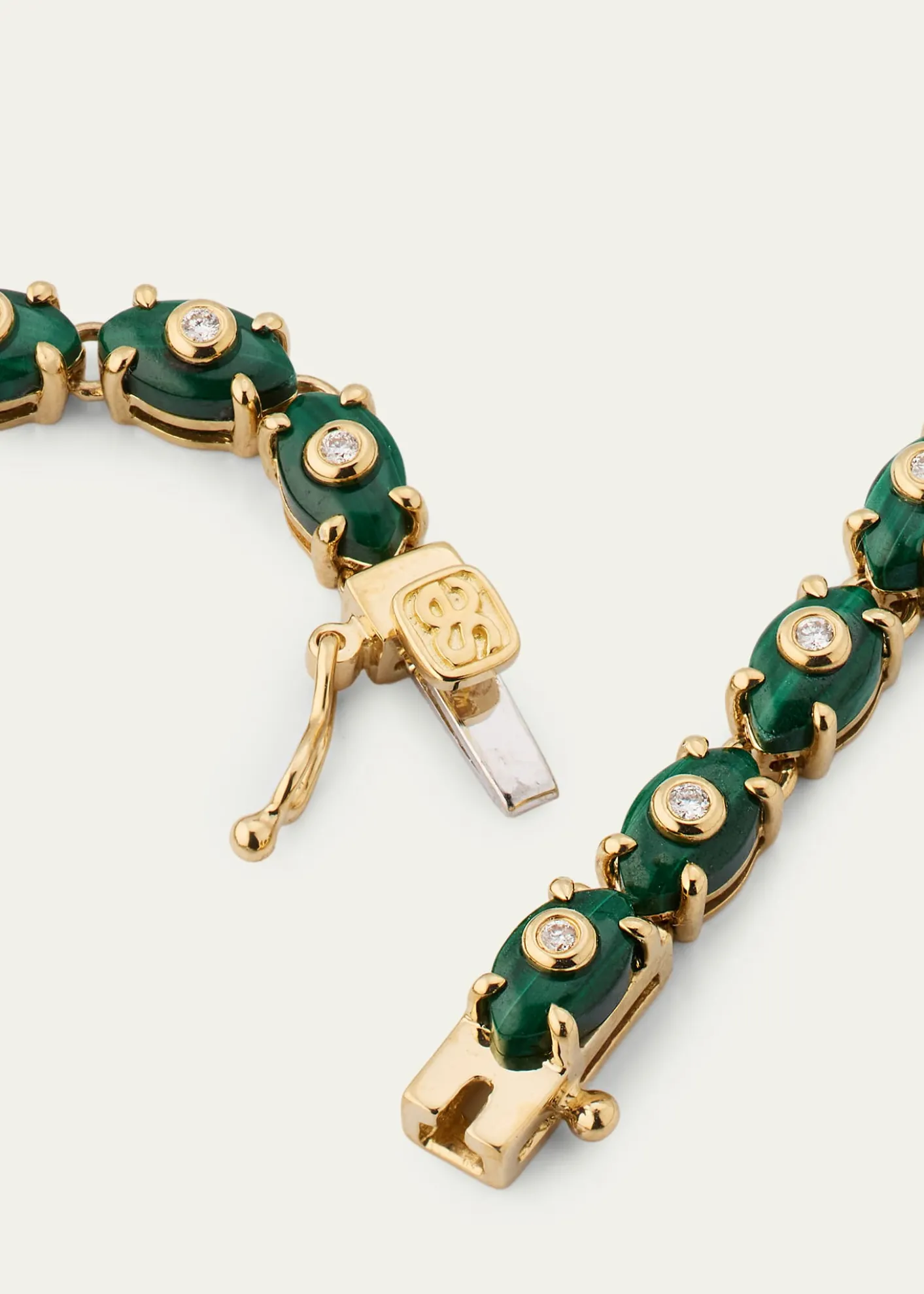 Sydney EvanTiny Carved Malachite Evil Eye Necklace with Diamonds