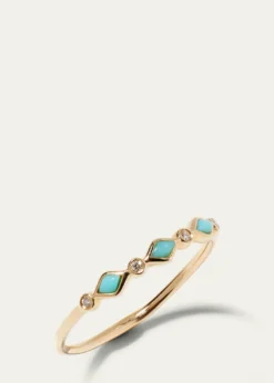 Sydney EvanTurquoise Bezel & Diamond Stacking Ring