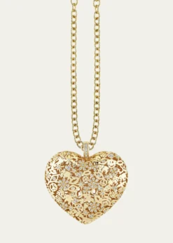 Sydney EvanXL Pave Puffy Icon Wallpaper Heart Charm Necklace