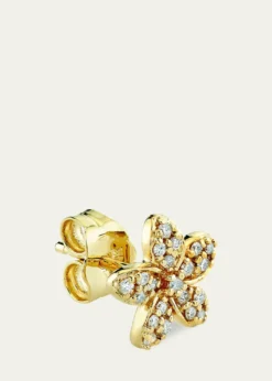 Sydney EvanYellow Gold Plumeria Diamond Flower Stud Earring, Single