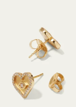 Sydney EvanYellow Gold Small Heart Earrings with Marquise Eye