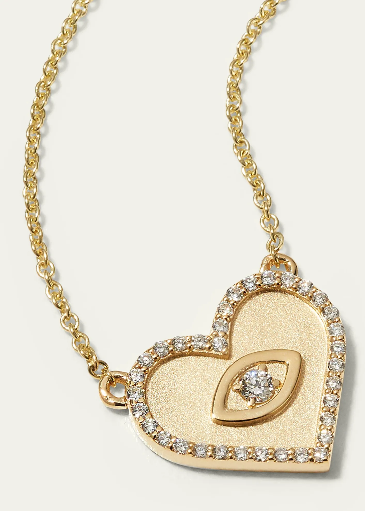Sydney EvanYellow Gold Small Heart Necklace with Marquise Eye