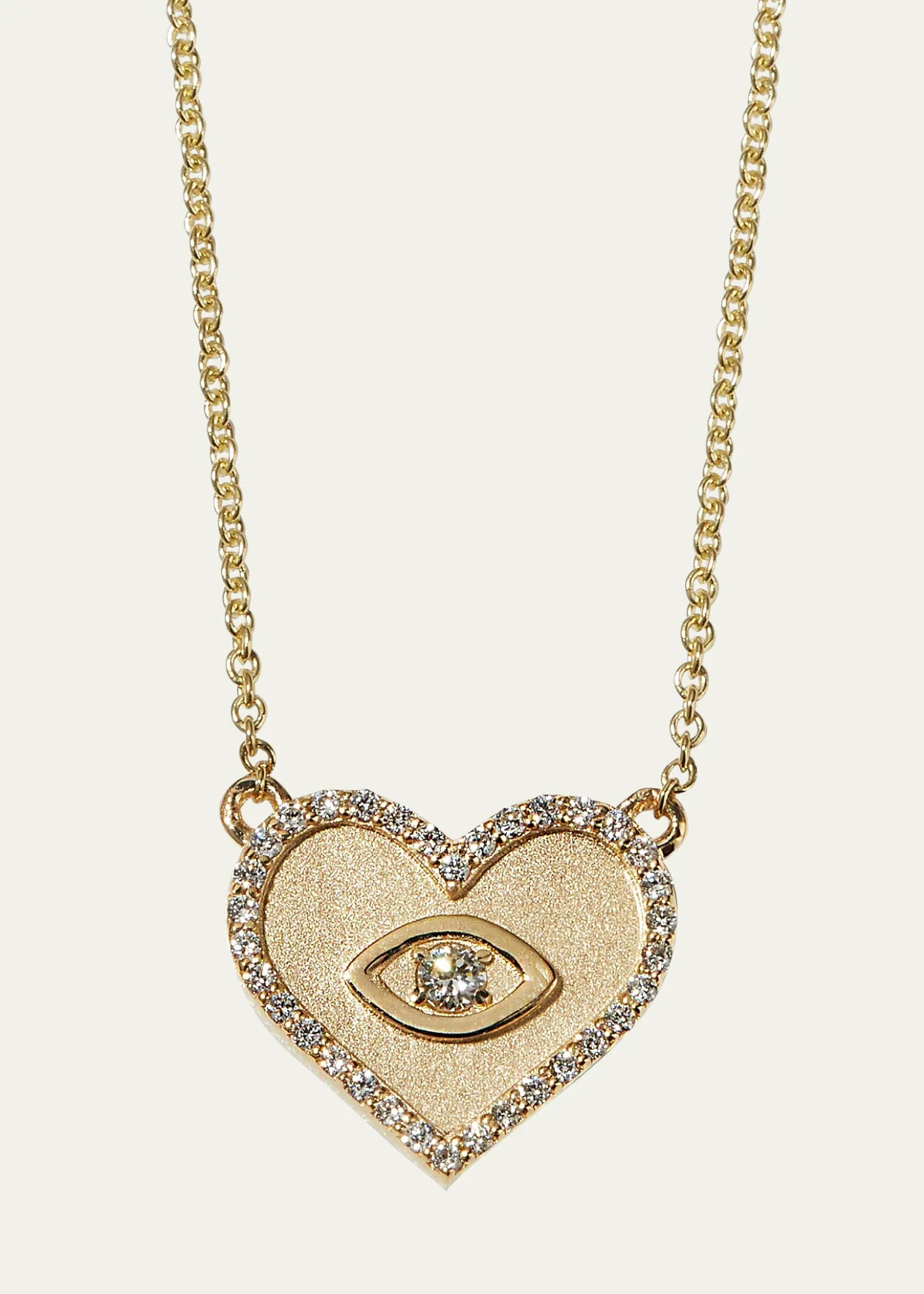 Sydney EvanYellow Gold Small Heart Necklace with Marquise Eye