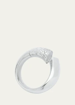 TABAYER18k Fairmined White Gold Large Oera Ring with Diamonds, Size 54