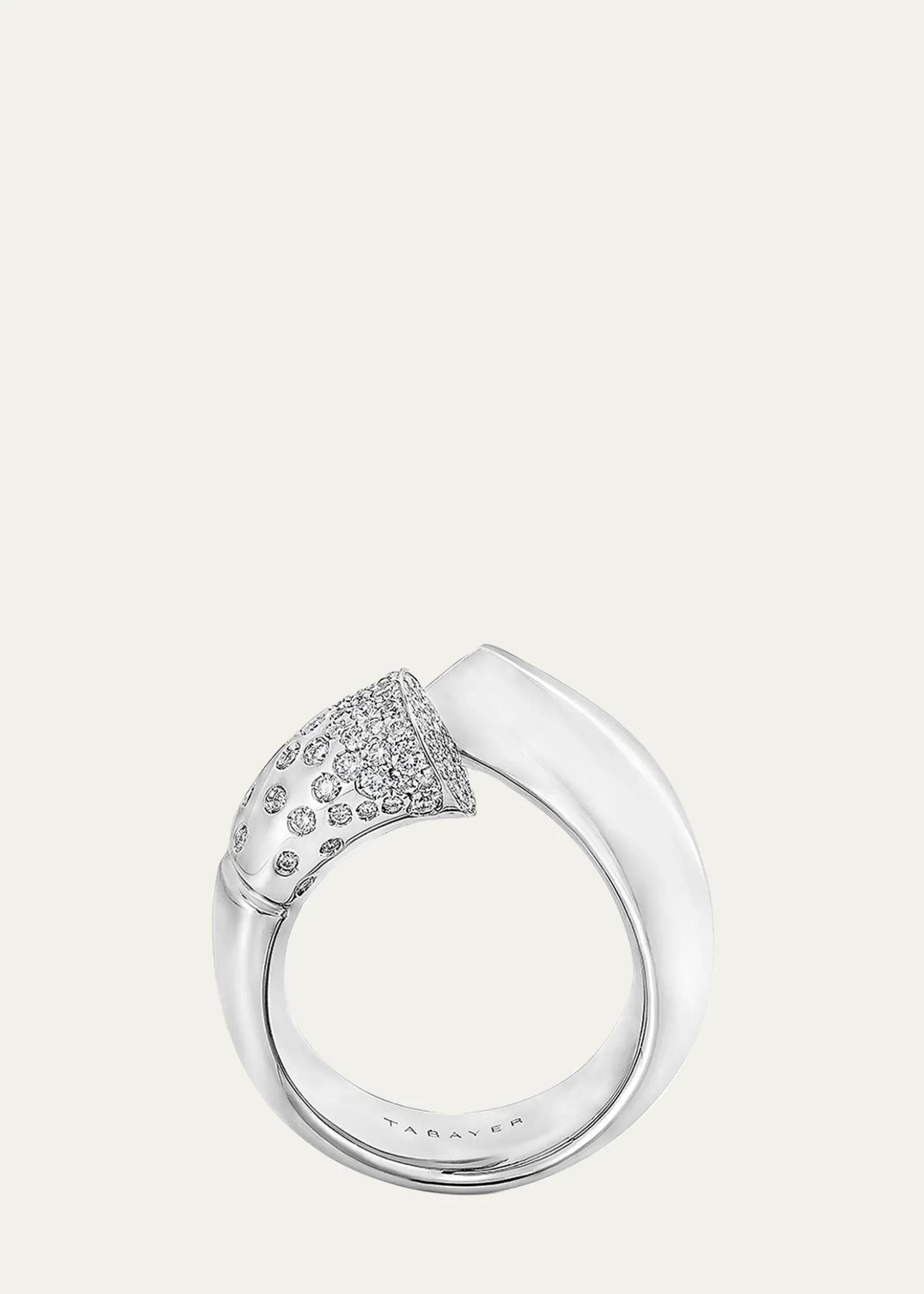 TABAYER18k Fairmined White Gold Large Oera Ring with Diamonds, Size 54