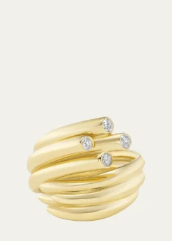 TABAYER18K Yellow and White Gold Diamond Sheaf Ring