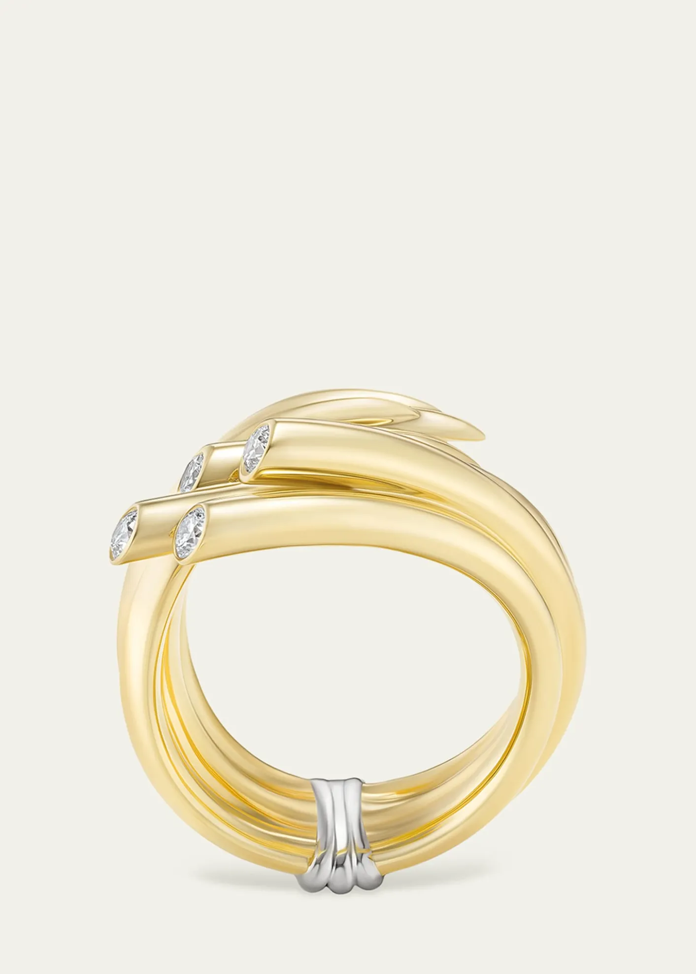TABAYER18K Yellow and White Gold Diamond Sheaf Ring
