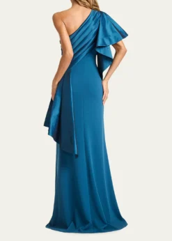 Tadashi ShojiDraped One-Shoulder Taffeta Crepe Gown