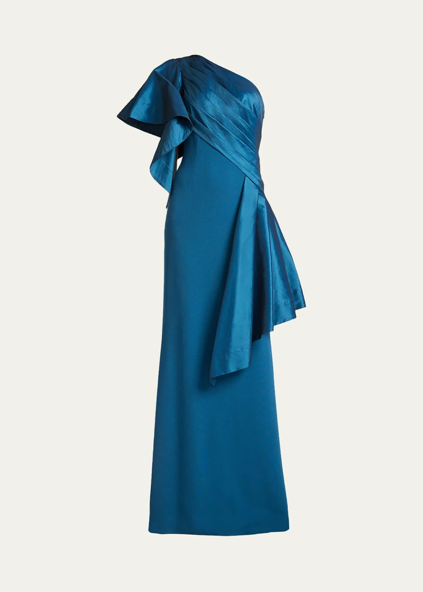 Tadashi ShojiDraped One-Shoulder Taffeta Crepe Gown