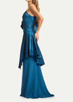 Tadashi ShojiDraped One-Shoulder Taffeta Crepe Gown