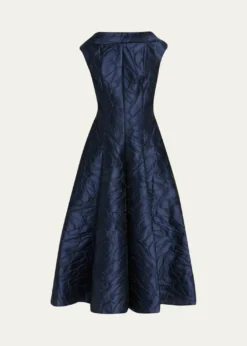 Talbot RunhofCap-Sleeve Abstract-Jacquard Midi Dress