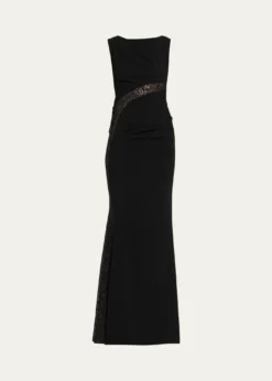 Talbot RunhofLace-Inset Sleeveless Trumpet Evening Gown