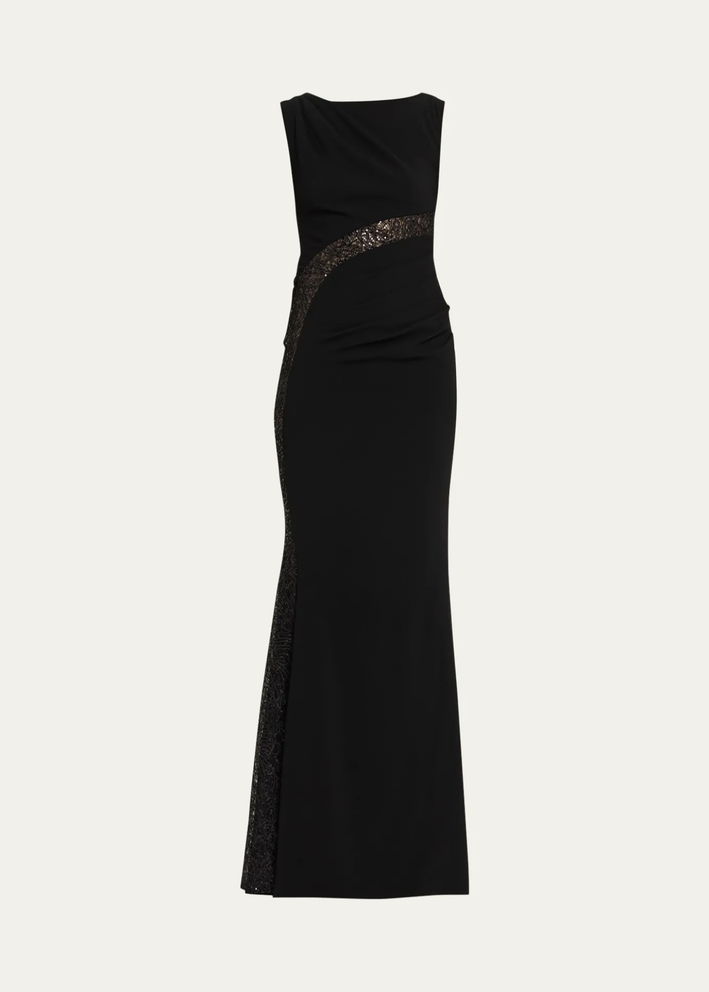 Talbot RunhofLace-Inset Sleeveless Trumpet Evening Gown