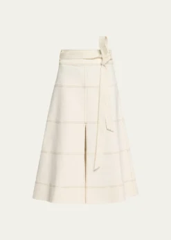 Tanya TaylorHudson High-Waist Belted Denim Midi Skirt