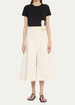 Tanya TaylorHudson High-Waist Belted Denim Midi Skirt