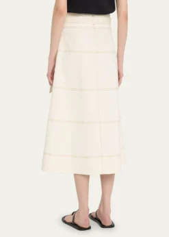 Tanya TaylorHudson High-Waist Belted Denim Midi Skirt