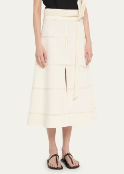 Tanya TaylorHudson High-Waist Belted Denim Midi Skirt