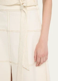 Tanya TaylorHudson High-Waist Belted Denim Midi Skirt