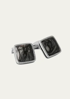 TateossianMarble Quartzite Silver Cufflinks