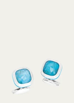TateossianMen's Apatite Doppione Cushion Cufflinks