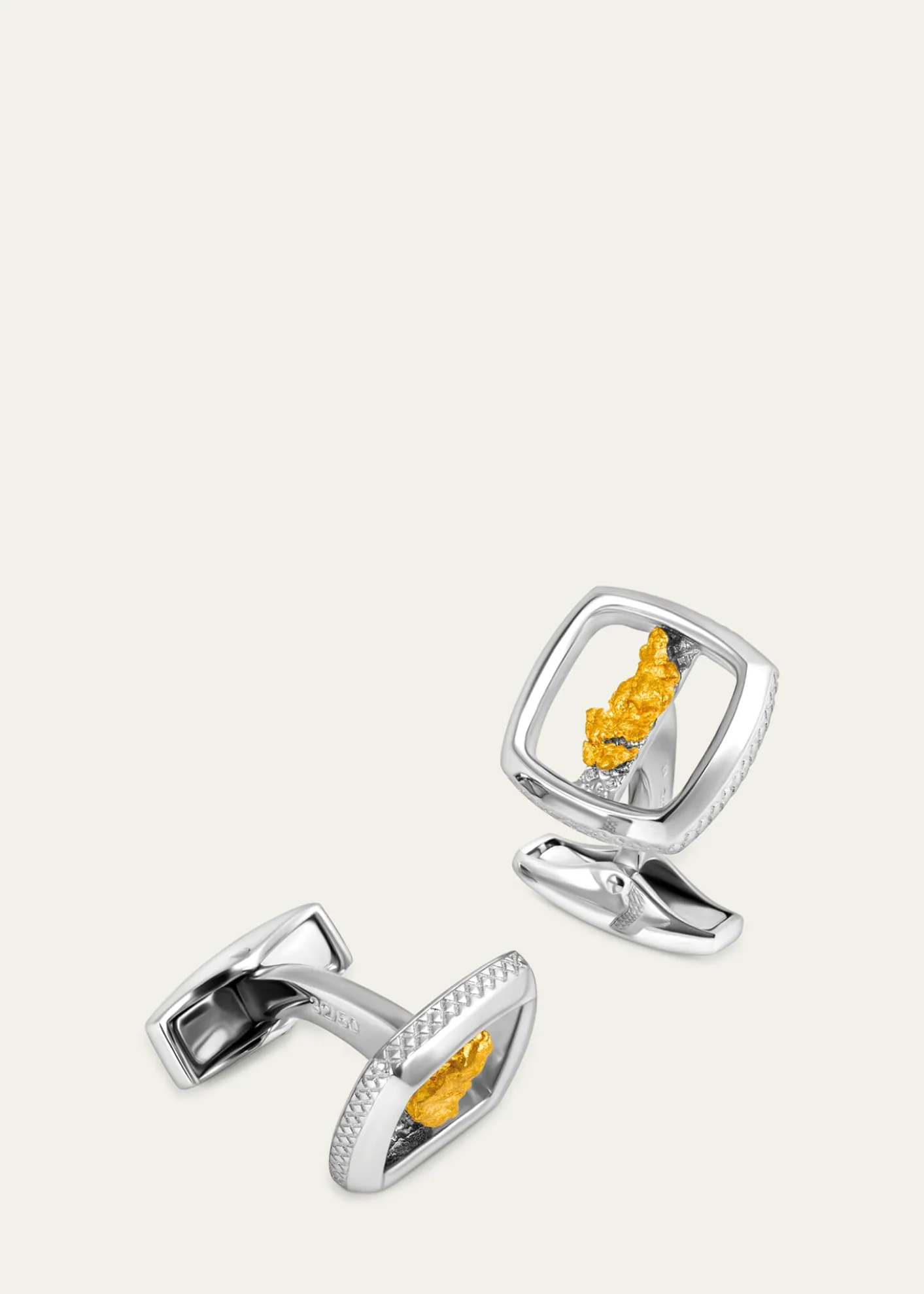 TateossianMen's Limited Edition Gold Nugget Cufflinks in Silver