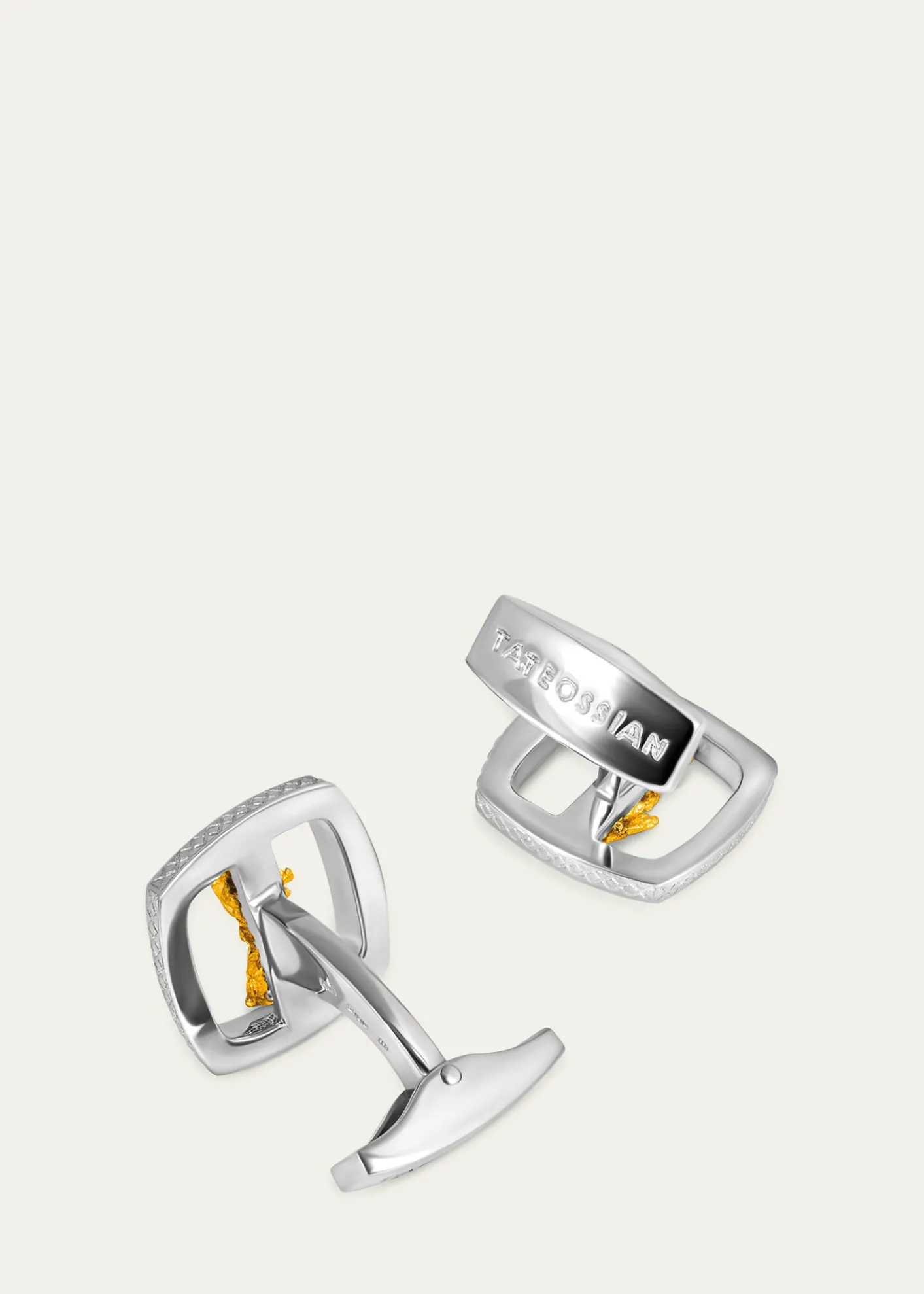 TateossianMen's Limited Edition Gold Nugget Cufflinks in Silver
