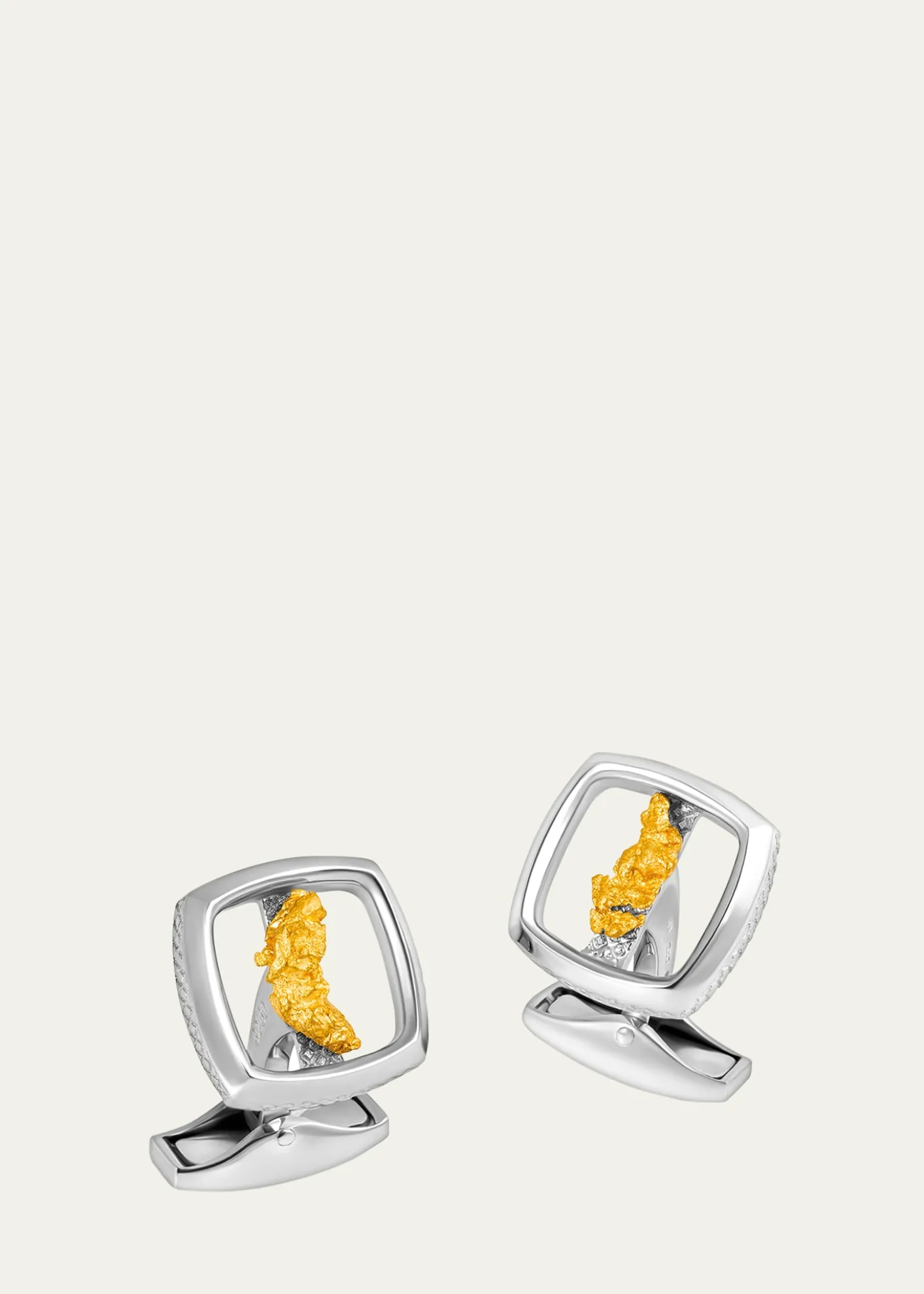 TateossianMen's Limited Edition Gold Nugget Cufflinks in Silver
