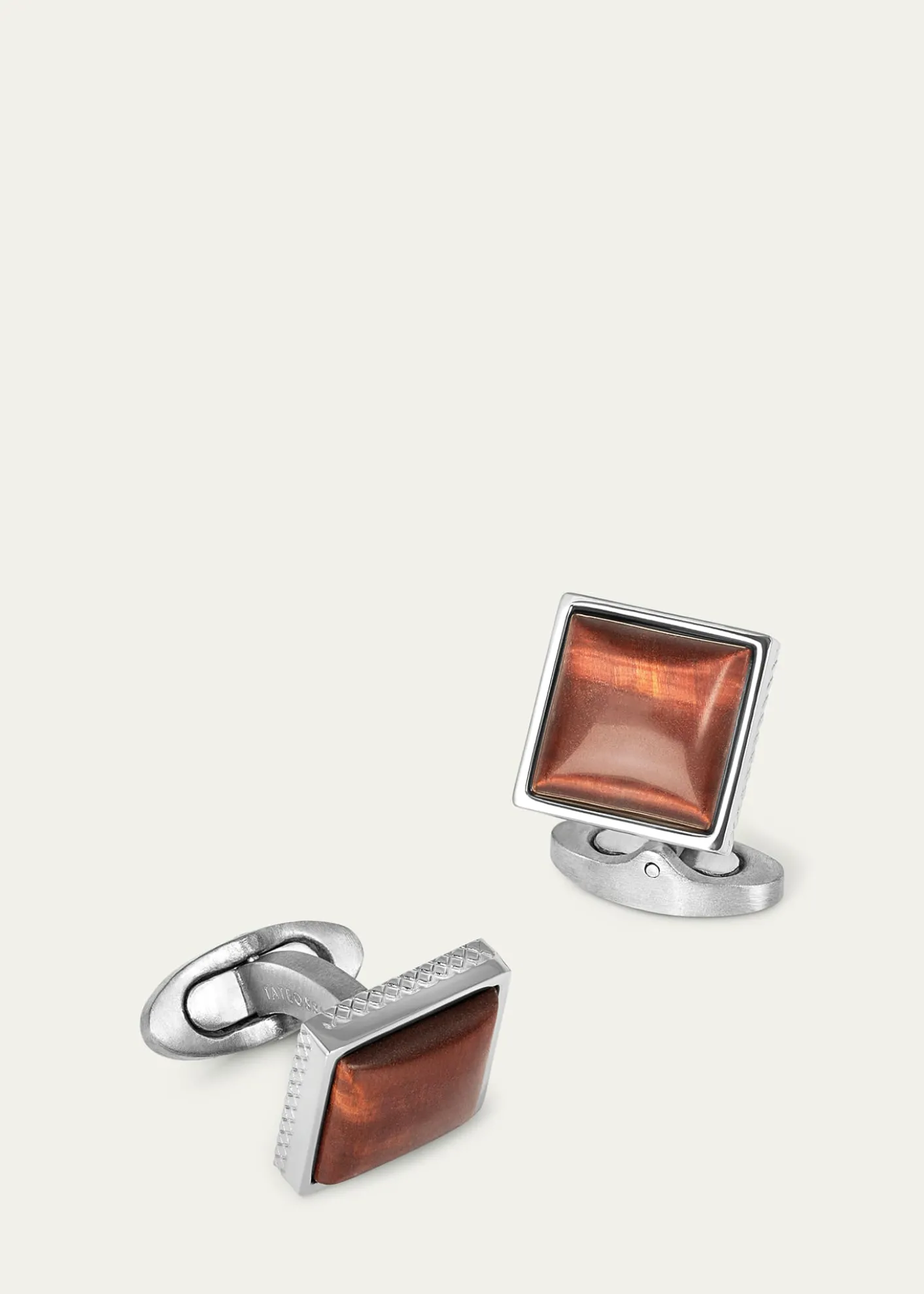 TateossianMen's Red Tiger Eye Polished Dome Cufflinks