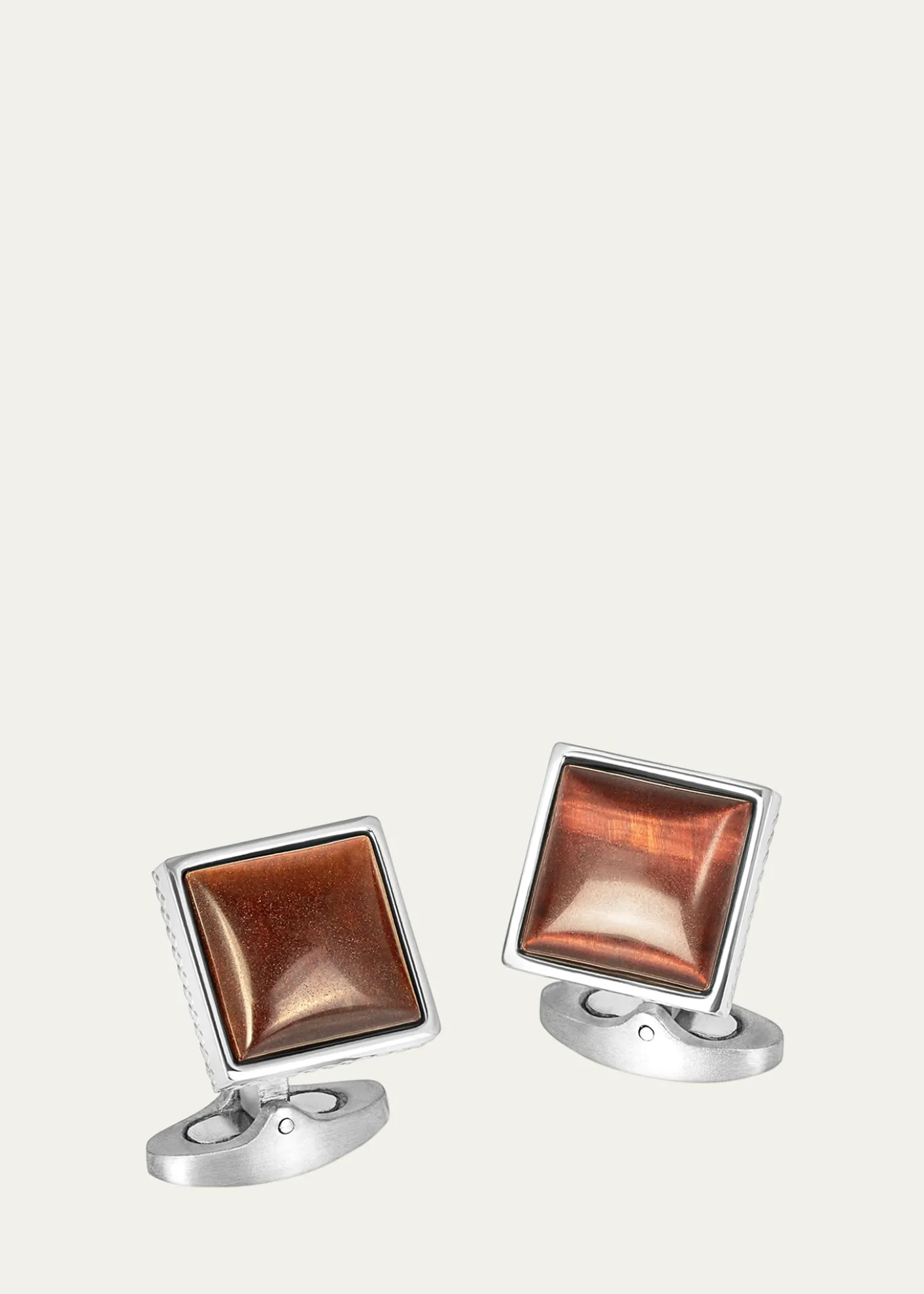 TateossianMen's Red Tiger Eye Polished Dome Cufflinks