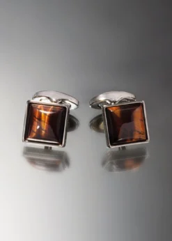 TateossianMen's Red Tiger Eye Polished Dome Cufflinks