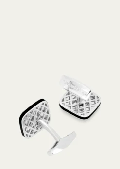 TateossianMen's Refratto Cufflinks with Black Spinel In Rhodium-Plated Silver