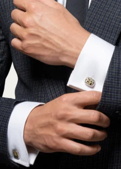 TateossianMen's Rhodium-Plated Stainless Steel Dalmatian Jasper Cufflinks, Limited Edition