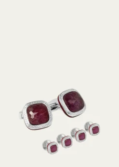 TateossianMen's Ruby Doublet Cufflink Shirt Stud Set
