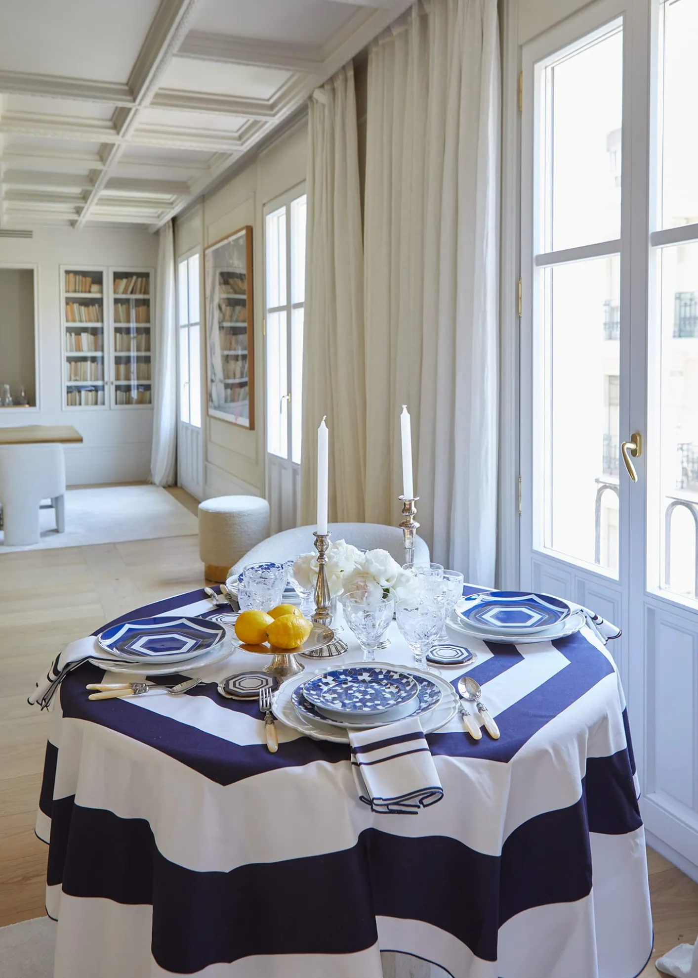 The LinoEssential Navy Tablecloth, 71" Square