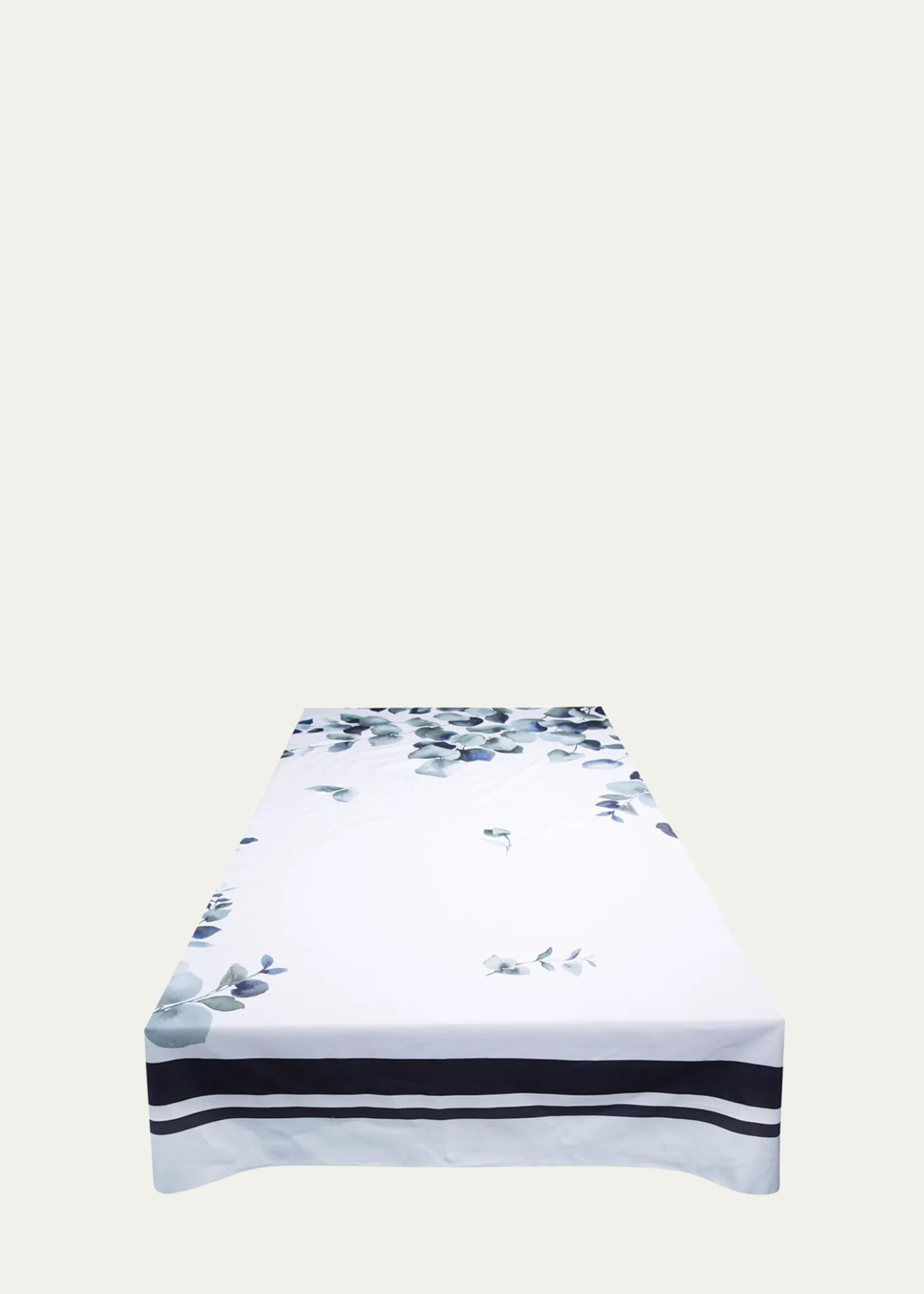 The LinoEucalyptus Navy Tablecloth, 71" x 125"