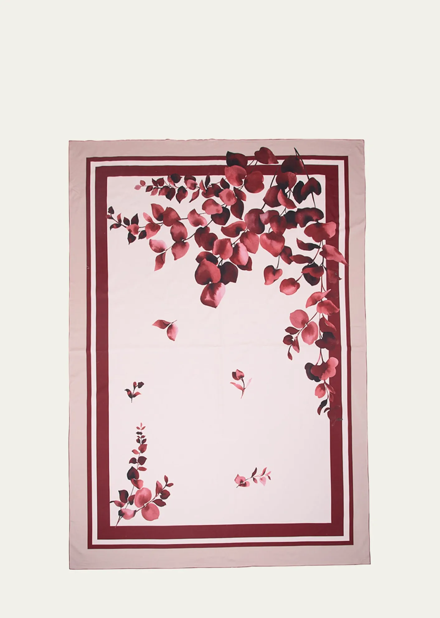 The LinoEucalyptus Red Tablecloth, 71" x 125"