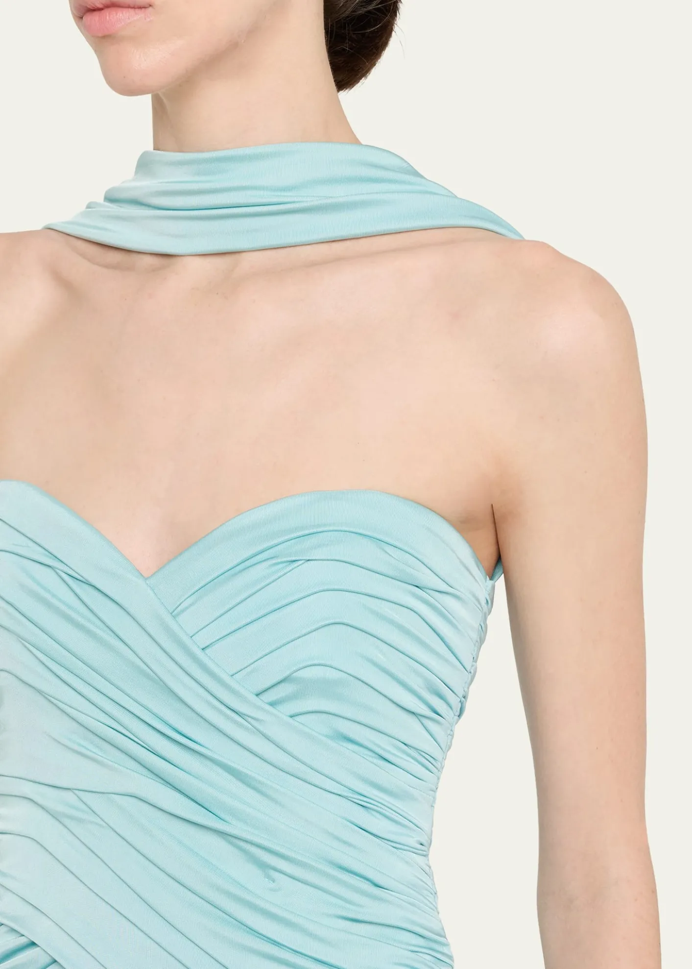The New Arrivals by Ilkyaz OzelSamsara Ruched Basque-Waist Column Gown
