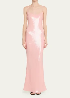 The New Arrivals by Ilkyaz OzelIsis Scoop-Neck Sequin Column Gown