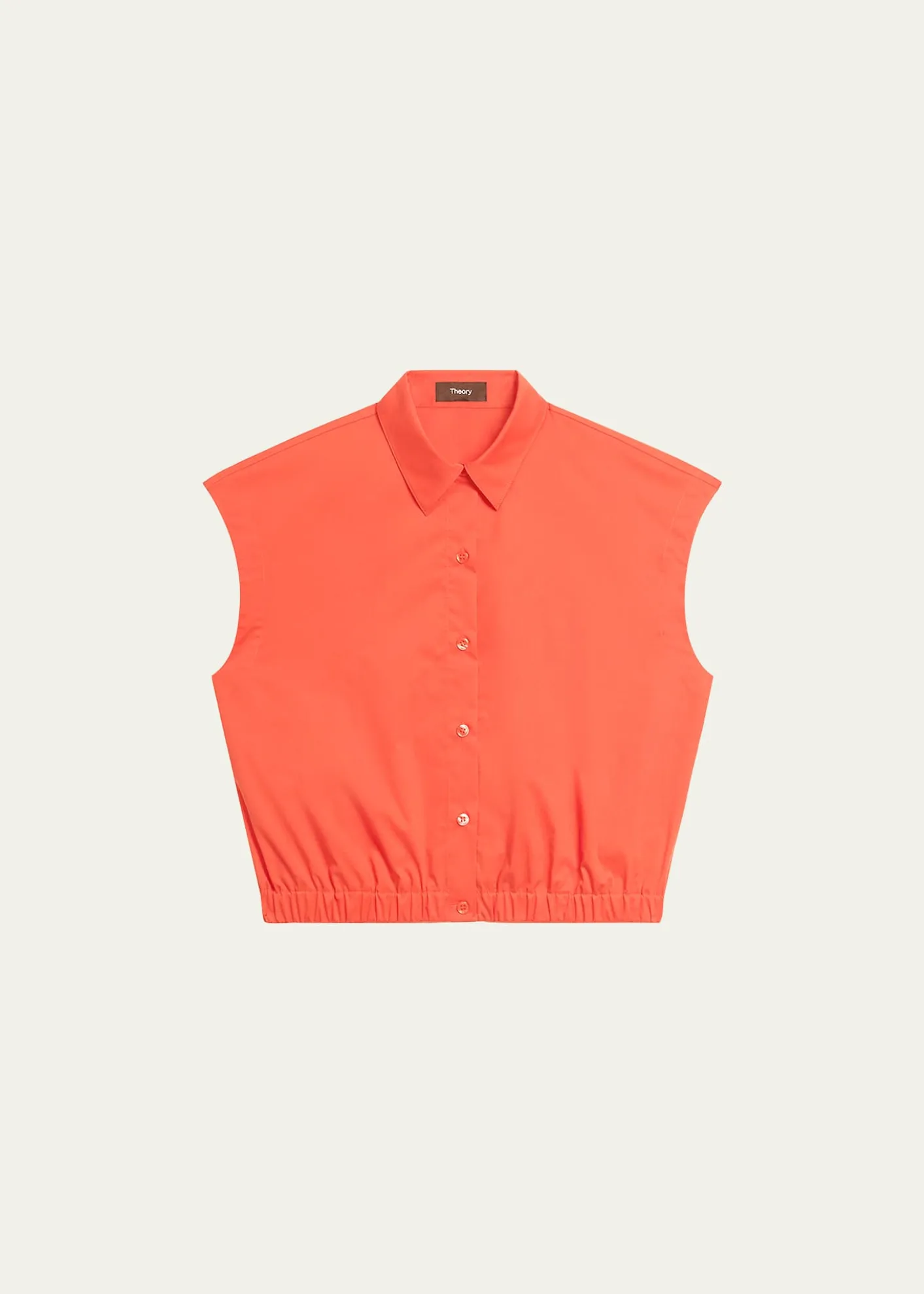 TheoryButton-Front Cap-Sleeve Shirt