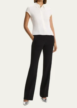 TheoryCap-Sleeve Modern Silk Georgette Blouse